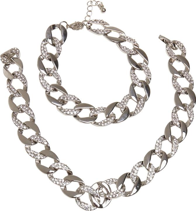 Produktbild Urban Classics Basic Diamond Necklace And Bracelet Set (Glas, Zink Legierung)