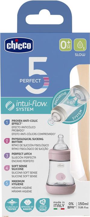 Immagine prodotto Chicco Biberon Perfect 5 da 150 ml, rosa (300 ml)