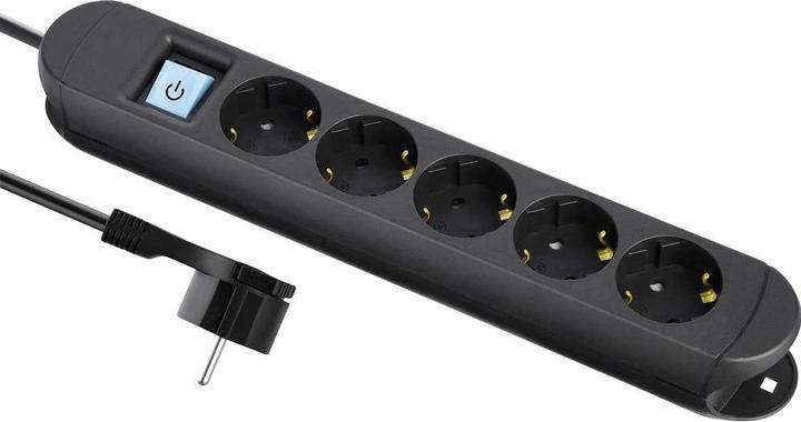 Actual product image Maxtrack NV 57-2 L Multiple socket outlet with switch Black earthing contact 1 pc. (5x, CEE 7/3, 2 m)