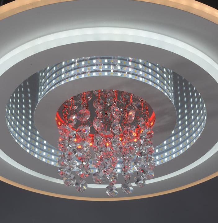 Actual product image Just Light Deckenlampe TOLAGO RGB Kristall Prismen weiss, dekorativ Lichteffekt RGB (2800 lm)
