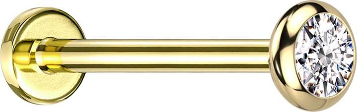Image du produit Star Piercing Micro Threadless Labret doré disque arrondi cristal argenté (Titane, sans laiton)