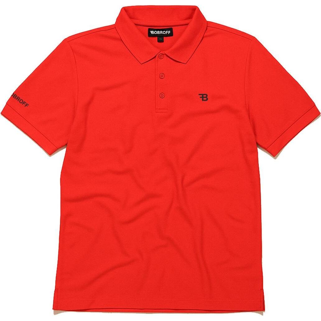 Bobroff, Uomini, Camicia, Herren Kurzarm-Poloshirt Rot, Rosso, (XL)