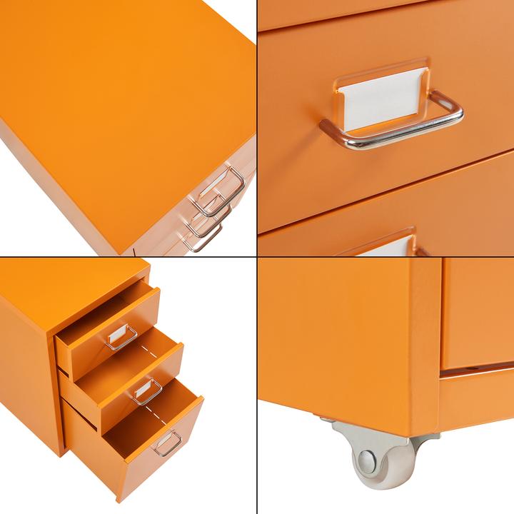 Produktbild En.Casa Rollcontainer Kökar mit 3 Schubladen 48x28x41 cm Orange (48 x 28 x 41 cm)