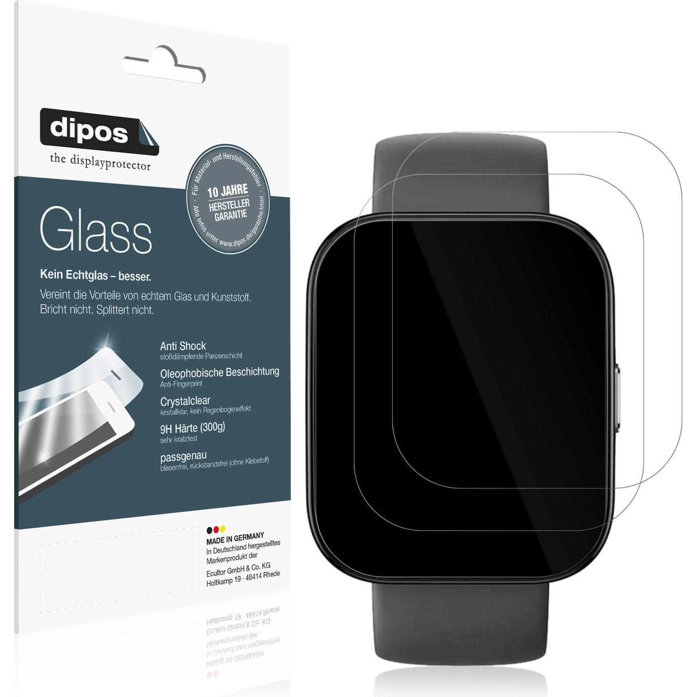 Dipos Anti-Shock Displayschutz 9H, Smartwatch Schutzfolie, Transparent