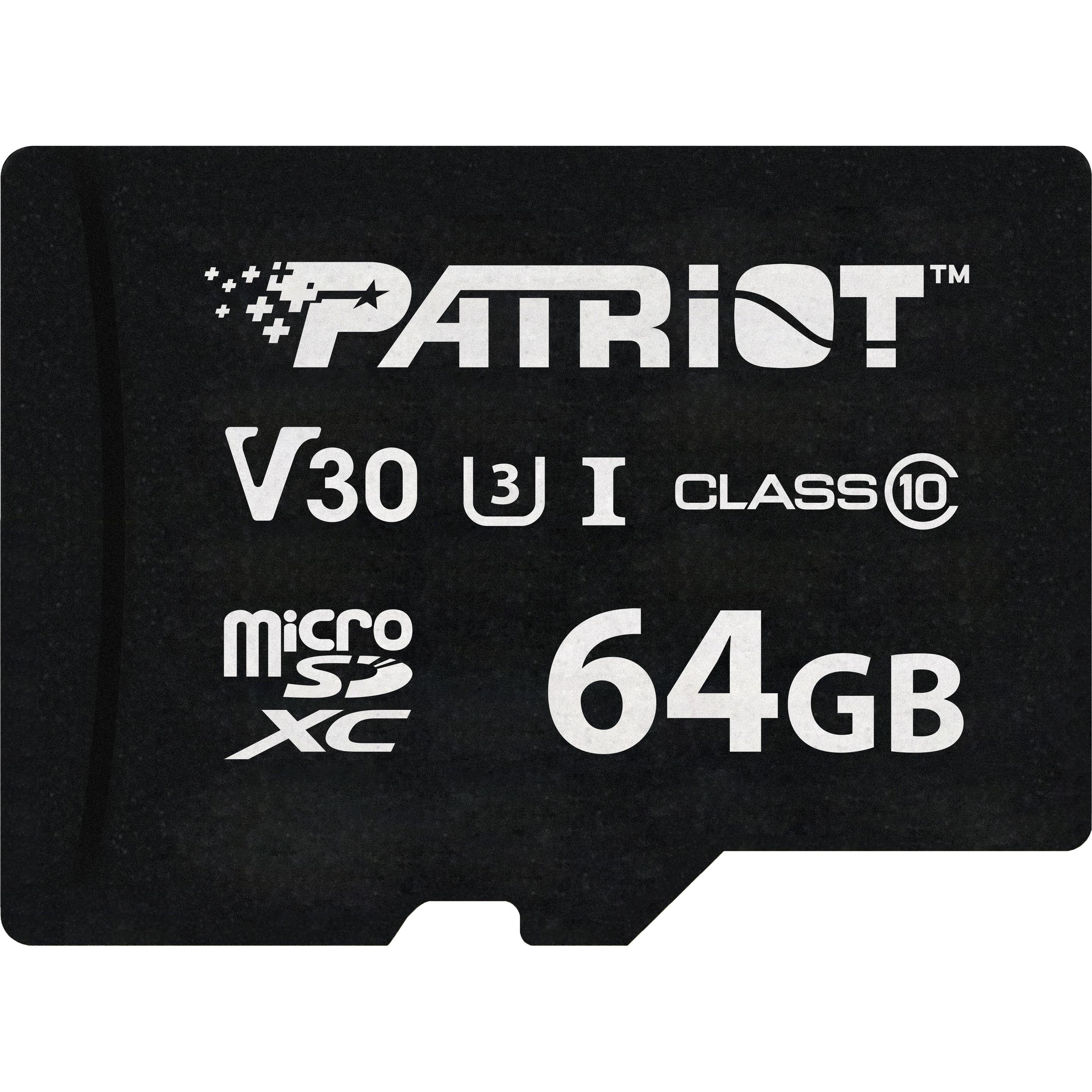 Patriot SD Card 64GB VX Series MicroSDXC V30 PS1680 (64 GB, microSDXC, U3, UHS-I), Speicherkarte, Schwarz