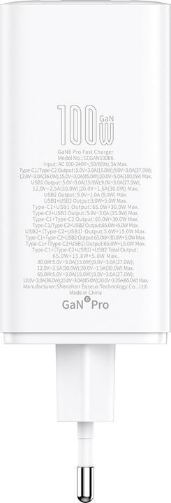 Produktbild Baseus GaN6 Pro Fast Wall Charger (100 W, 4 Ports)