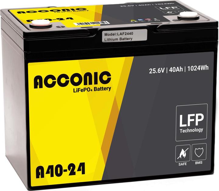 Image du produit Acconic A40 Batterie d'alimentation au lithium LiFePO4 24V (24 V, 40 Ah)