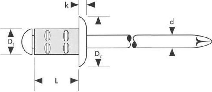 Produktbild Gesipa Blindniet PolyGrip® Nietschaft d x l 4 x 10 mm Aluminium / Edelstahl 500 Stück