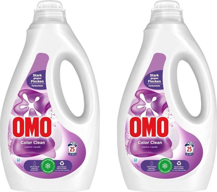 Produktbild OMO Flüssigwaschmittel Color Clean Duo 2 x 1.25 l (50 Waschgänge, Flüssigwaschmittel)