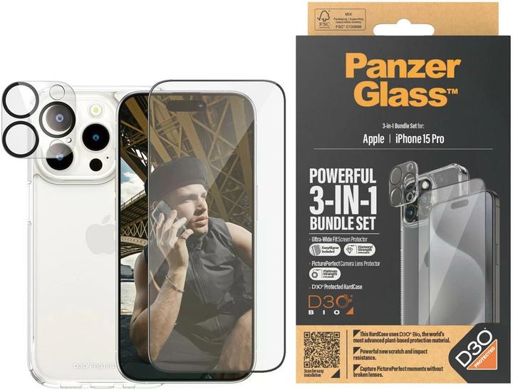 Produktbild PanzerGlass 3-in-1-Pack (1 Stück, Apple iPhone 15 Pro)