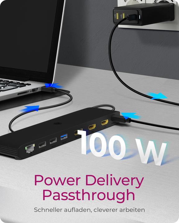 Produktbild Icy Box DockingStation mit 11-in-Anschlüssen dreifacher Videoausgabe,IB-DK2116-C (USB-C, 8 Ports)