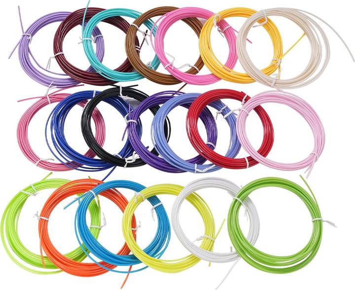 Produktbild Ideoon 20-farbiges Filament-Set PLA für 3D-Drucker-Stift, je 5 m, Ø 1,75 mm (PLA, 1.75 mm, Mehrfarbig)