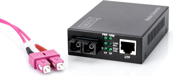 Produktbild Digitus Fast Ethernet Medienkonverter SC 10/100Base-TX zu 100Base-FX wandelt drahtbasierte in Glasfasersi...