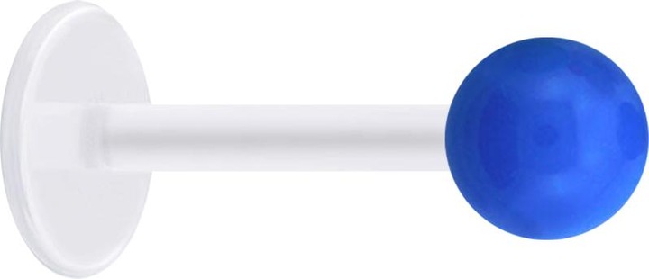 Produktbild Star Piercing Micro Labret transparent mit Kugel Neon dunkelblau (Acryl, ohne Messing, Bioflex)