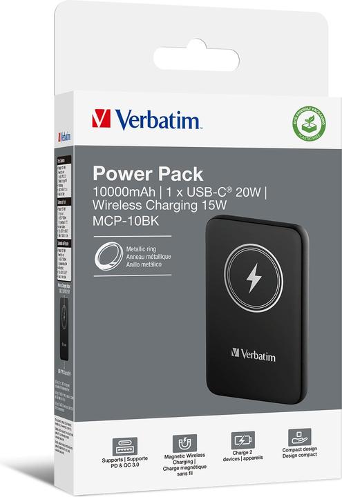 Produktbild Verbatim POWER BANK 10000 NOIR (10000 mAh, 20 W, 37 Wh)