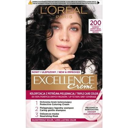 L'oréal Paris Marrone Tinta Per Capelli, L'oreal Excellence Creme Farba Do Włosów 200 Dark Brown 176Ml (Marrone)