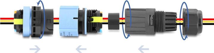 Produktbild Delock Wasserdichter Kabelverbinder 3 Pin mit Bajonettverschluss, IP68