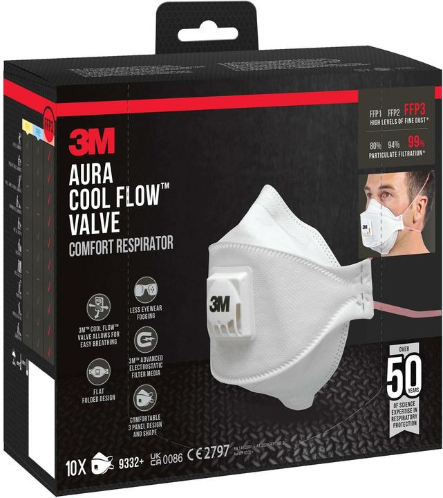 Produktbild 3M Aura Partikelmaske 9332PRO10 (FFP3, 10x)