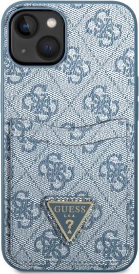 Actual product image Guess GUHCP13MP4TPB iPhone 13 6.1" niebieski/blue hardcase 4G Triangle Logo Cardslot (Apple iPhone 13, Apple iPhone 14)