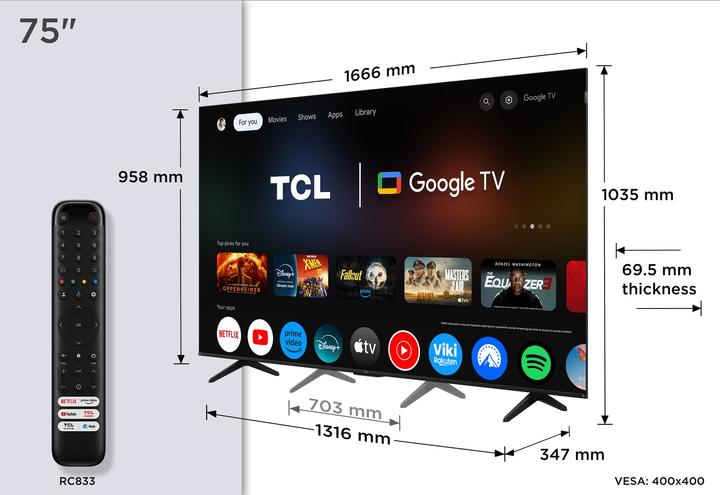 Actual product image TCL 75P7K (75", QLED, 4K, 2023)