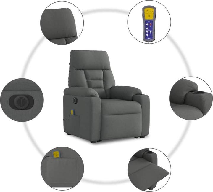 Immagine prodotto vidaXL Poltrona massaggiante elettrica con ausilio per la posizione eretta in tessuto grigio scuro