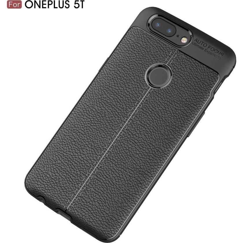 Thumbnail - Screenguard OnePlus 5T Hülle Leather Design TPU Cover (OnePlus 5T), Smartphone Hülle, Schwarz