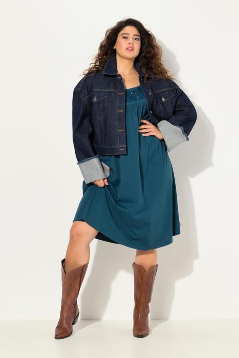 Produktbild Ulla Popken Tunika-Kleid, Ziersteine, Carree-Ausschnitt, Langarm (46, 48)