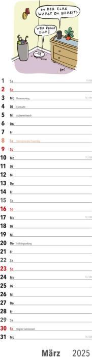 Produktbild Fiese Bilder Streifenkalender 2025: Monatskalender für die Wand