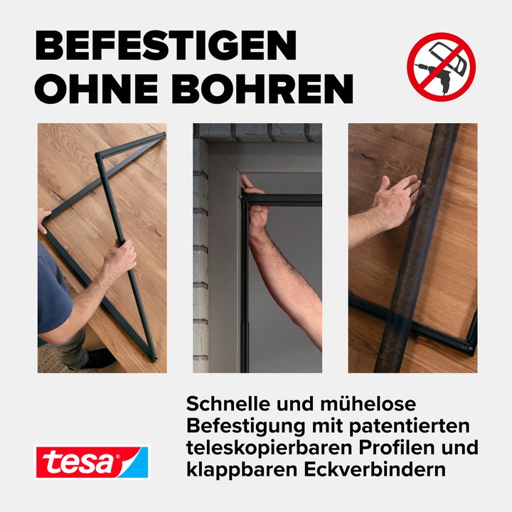 Actual product image tesa FALT insect screen for windows, size-adjustable aluminium frame, foldable (140 x 140 cm)