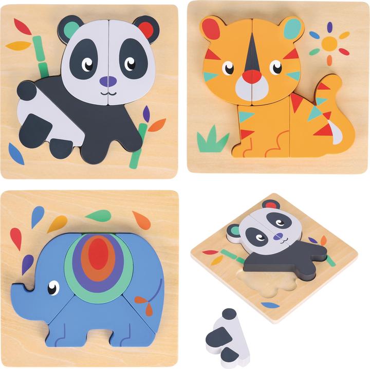 Spielba Puzzle-Set mit Panda, Elefant, Giraffe