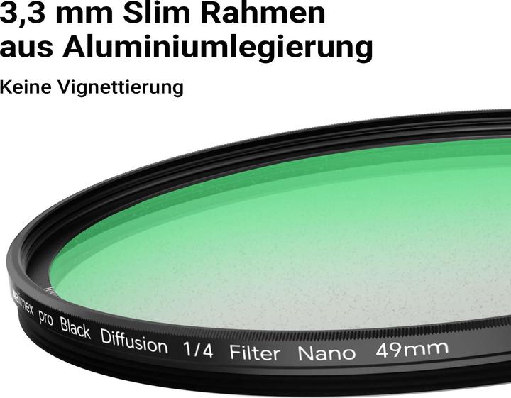 Produktbild Walimex pro Black Mist Diffusion Filter 1/4 Nano 49mm Kamerafilter Nebelfilter (49 mm, ND- / Graufilter)