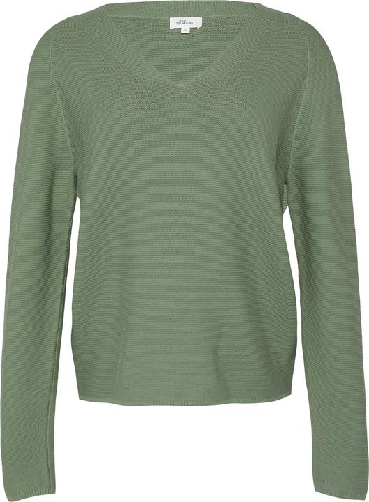 Produktbild S.Oliver Strickpullover Gerippter Strickpullover aus Baumwollmix mit V-Ausschnitt (48)