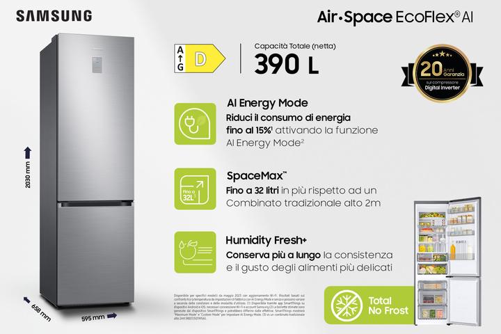 Produktbild Samsung RB38C776DS9 Ecoflex Ai Freistehender Kombikühlschrank (390 l)