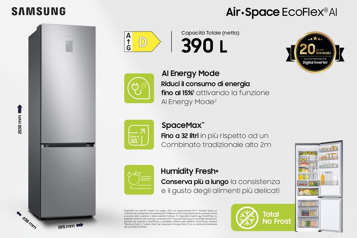 Produktbild Samsung RB38C776DS9 Ecoflex Ai Freistehender Kombikühlschrank (390 l)