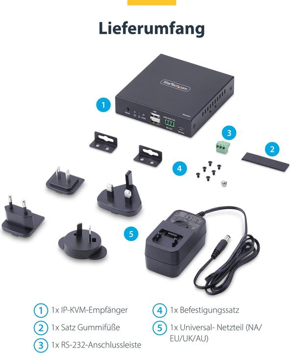 Image du produit StarTech .com IH2006-KVM-RX, Destinataire, Avec fil, 3840 x 2160 pixels, 60 Hz, Noir, Métal