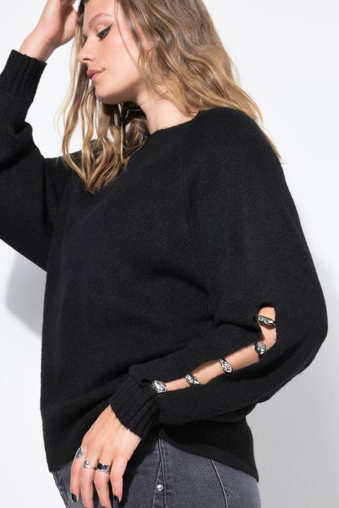 Produktbild Studio Untold Pullover, Boxy Shape, Ballonärmel mit Schlitz und Ziersteinen (42, 44)