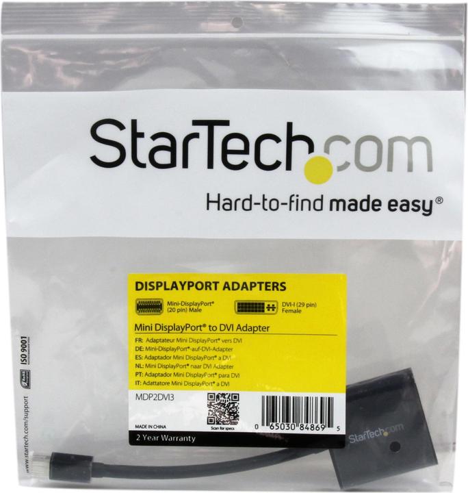 Produktbild StarTech Mini DisplayPort auf DVI Adapter Konverter - 1 x Mini DP (Stecker) - DVI-I (Buchse) - maximale A... (DVI, 4 cm)
