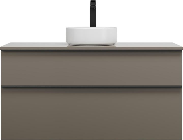 Image du produit burgbad Eqio lavabo à poser en céramique au centre, rond, avec meuble sous-lavabo, largeur 1200m