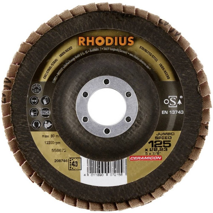 Immagine prodotto Rhodius Disco lamellare angolare JUMBO SPEED Ø 125 x 22,23mm - K40 (40)