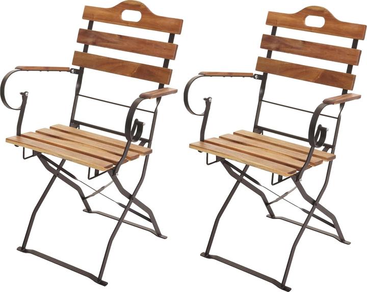 Immagine prodotto Swisshandel24 2x sedia da giardino per birra, sedia pieghevole da giardino, acacia di qualità gastronomica