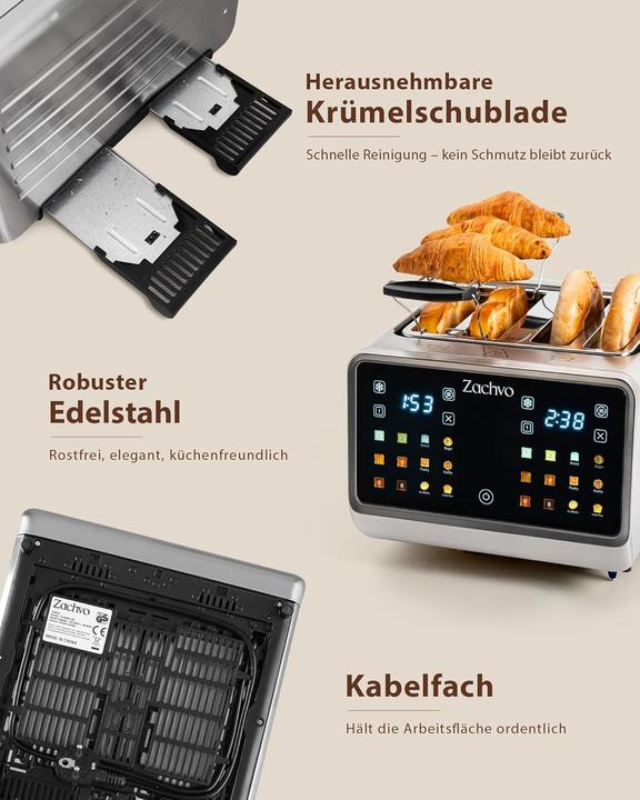 Produktbild Zachvo Edelstahl-Toaster mit Touchscreen & LED Countdown