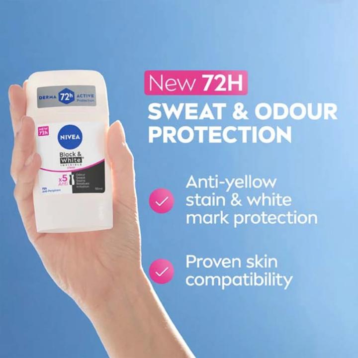 Produktbild NIVEA Solid antiperspirant Invisible Forack & White Clear 50 ml (Stick)