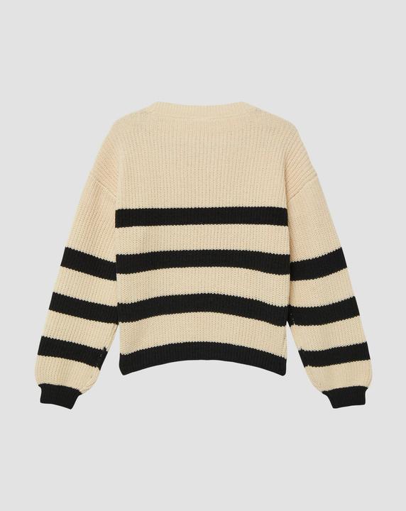 Produktbild s.Oliver Strickpullover Gestreifter Chenille Pullover im Loose Fit mit Rundhalsausschnitt (170, 176)