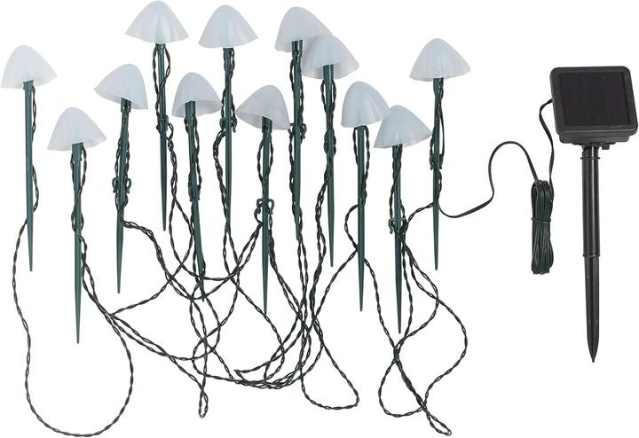 Lights4fun 12 LED solar mushroom light chain (6.80 m)