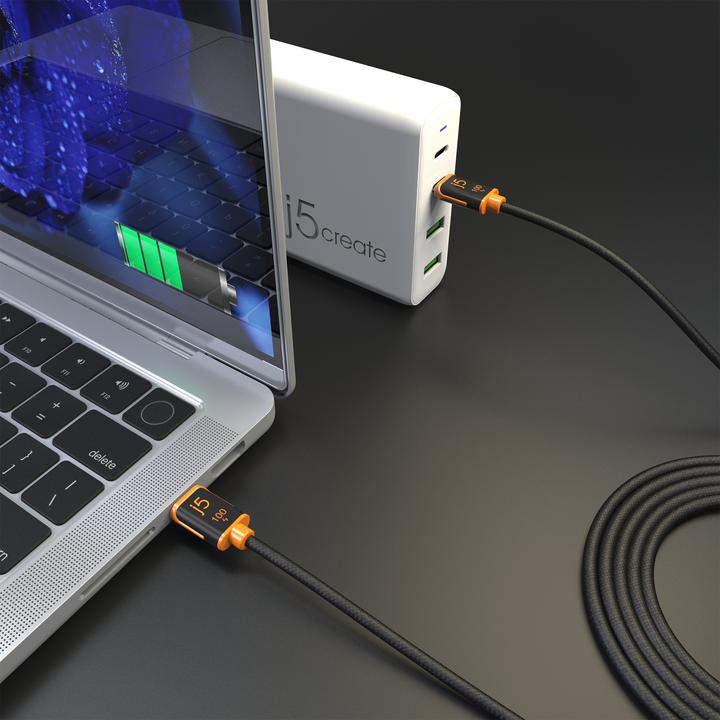 Image du produit j5Create USB-C 100W SYNC CHARGE CABLE (1.8 M / 5.9 FT.) NMS NS CABL (1.80 m, USB 2.0, 100 W)