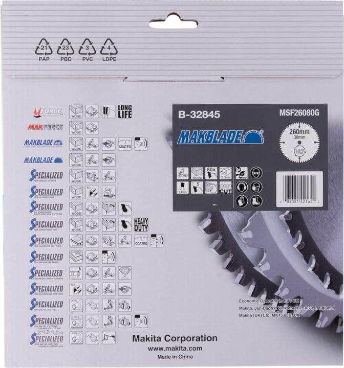 Productafbeelding Makita MAKBLADE zaagblad 260x30x80Z