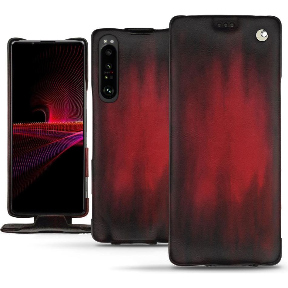 Noreve Lederschutzhülle vertikal (Sony Xperia 1 III), Smartphone Hülle, Rot