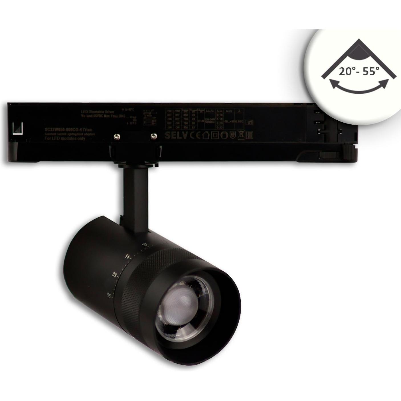 Thumbnail - Isoled, Zubehör Beleuchtung, 3-Phasen Schienen-Strahler fokussierbar, 12W, 20°-55°, schwarz matt, 4000K, DALI dimmbar