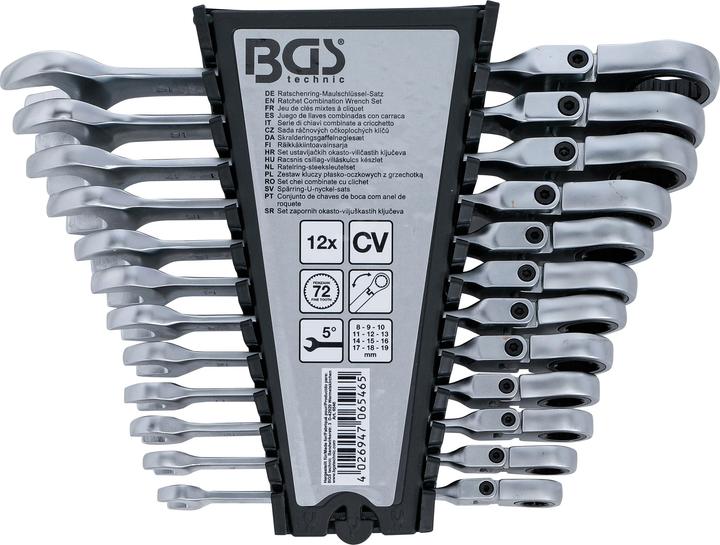 Actual product image BGS Ratchet Combination Wrench Set adjustable 8 - 19 mm 12 pcs. (19 mm, 12 mm, 14 mm, 16 mm, 10 mm, 18 mm, 17 mm, 11 mm, 15 mm, 8 mm, 9 mm, 13 mm)