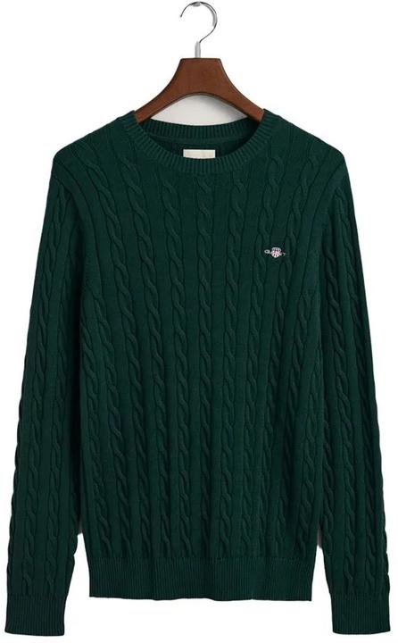 Image du produit GANT Pull en Coton à Côtes Col Rond Vert Tartan (XL)